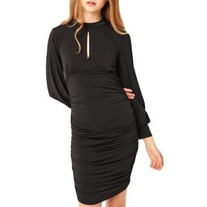 NWT Love Tree Ruched Bodycon Knee Length Long Sleeve Dress In Black